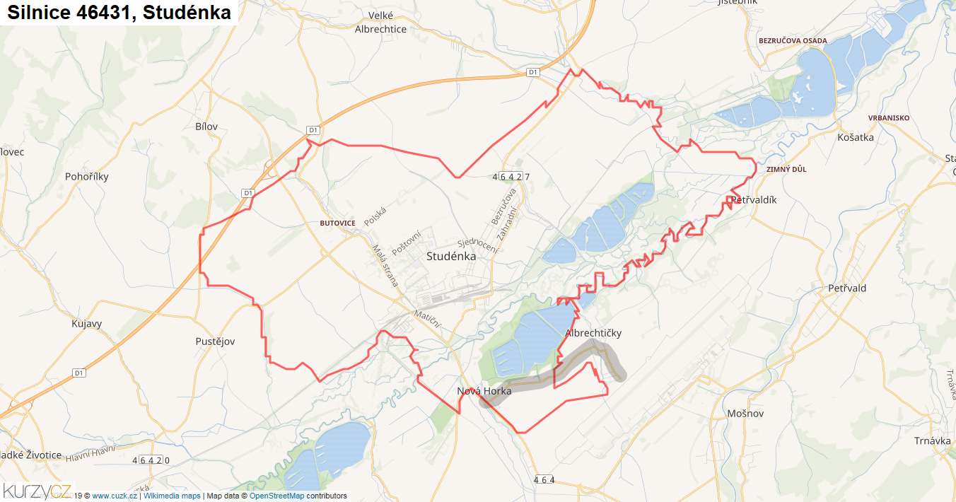 Studénka, Silnice 46431 - Mapa