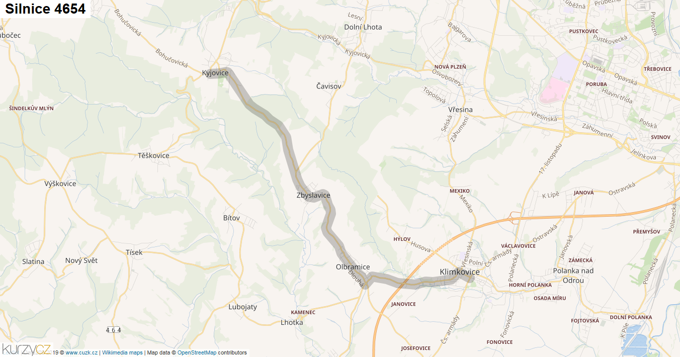 Silnice 4654 - mapa Silnice 4654