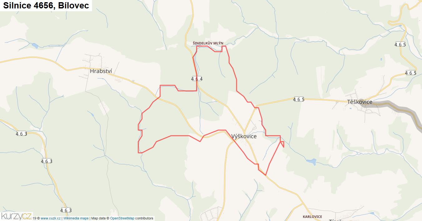 Bílovec, Silnice 4656 - Mapa
