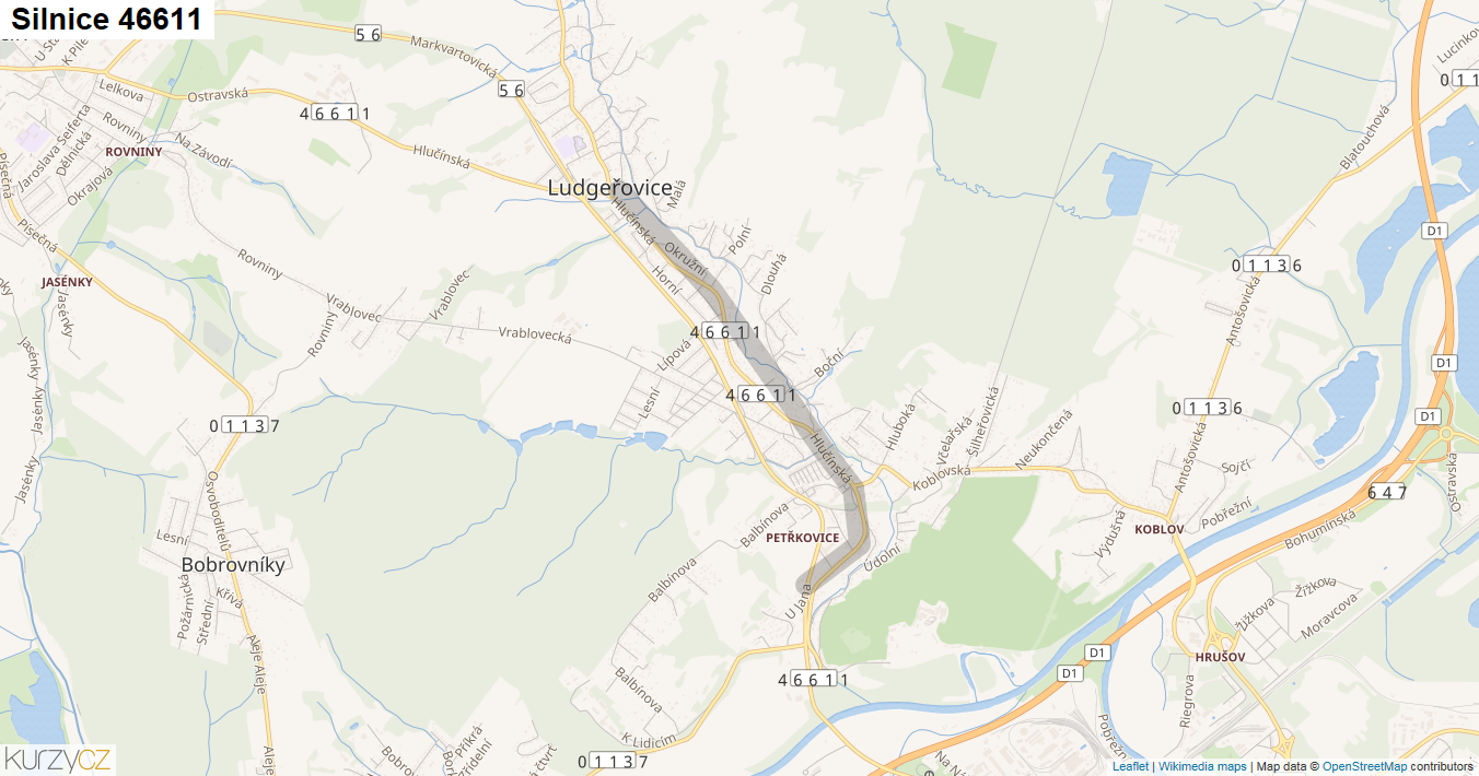 Silnice 46611 - mapa Silnice 46611