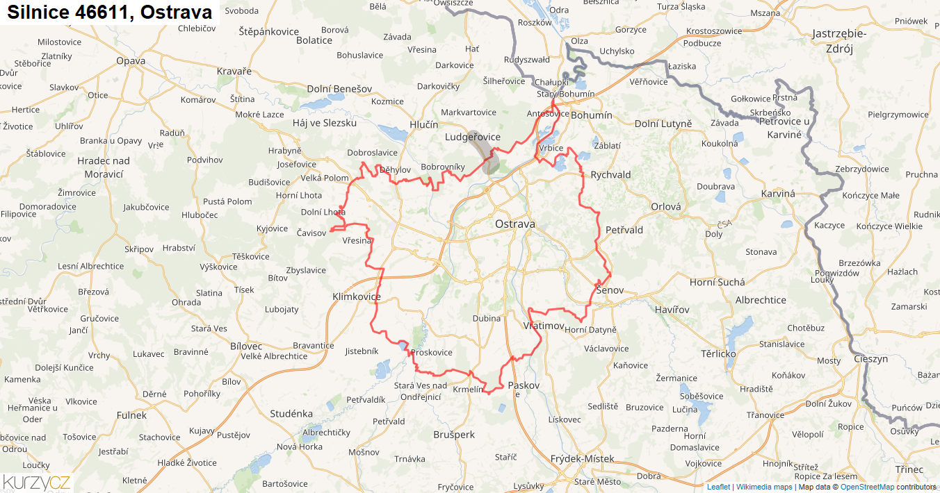 Ostrava, Silnice 46611 - Mapa
