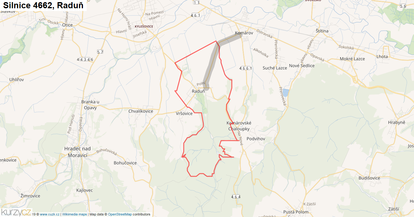 Raduň, Silnice 4662 - Mapa