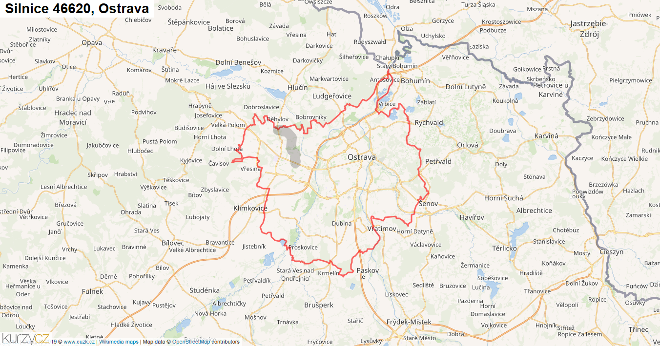 Ostrava, Silnice 46620 - Mapa
