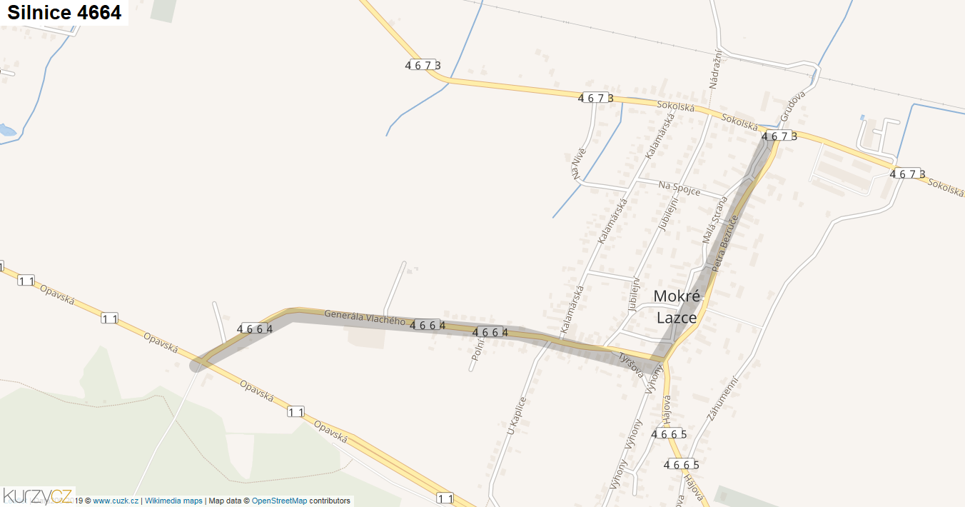 Silnice 4664 - mapa Silnice 4664