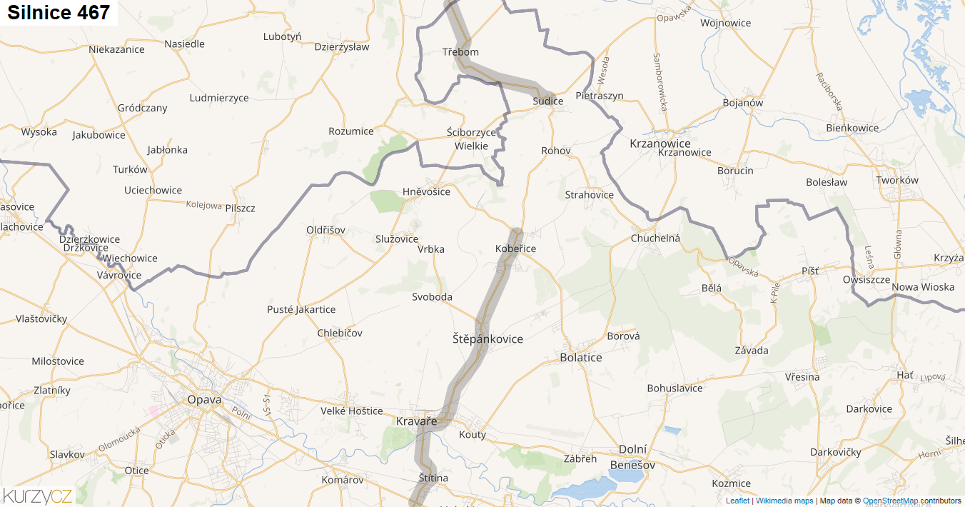 Silnice 467 - mapa Silnice 467