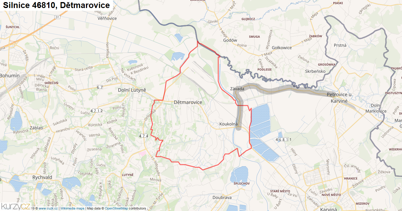 Dětmarovice, Silnice 46810 - Mapa