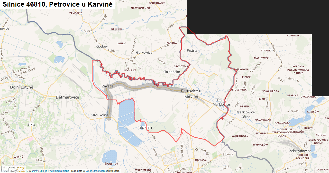 Petrovice u Karviné, Silnice 46810 - Mapa