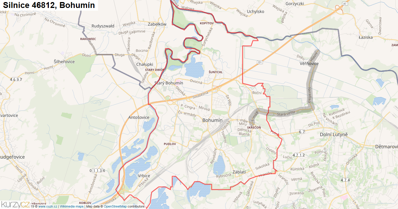 Bohumín, Silnice 46812 - Mapa