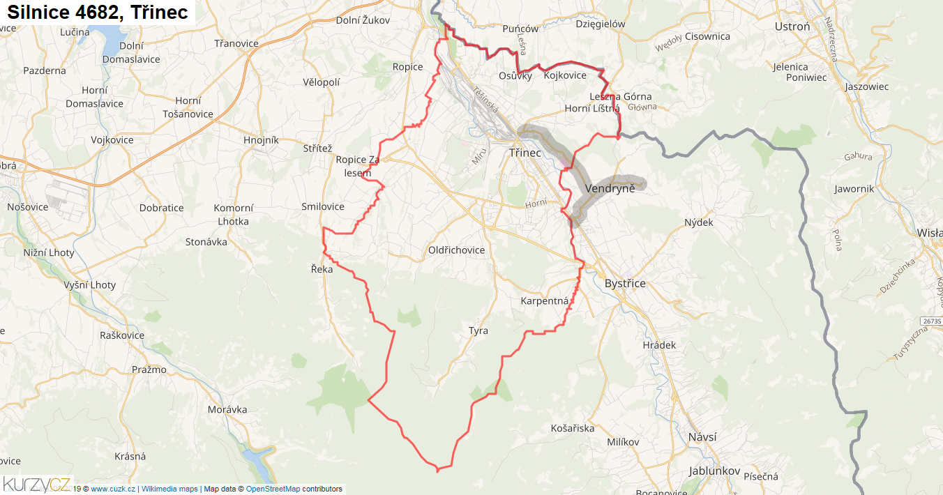Třinec, Silnice 4682 - Mapa