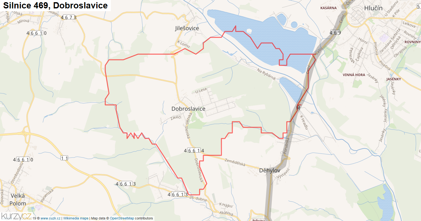 Dobroslavice, Silnice 469 - Mapa