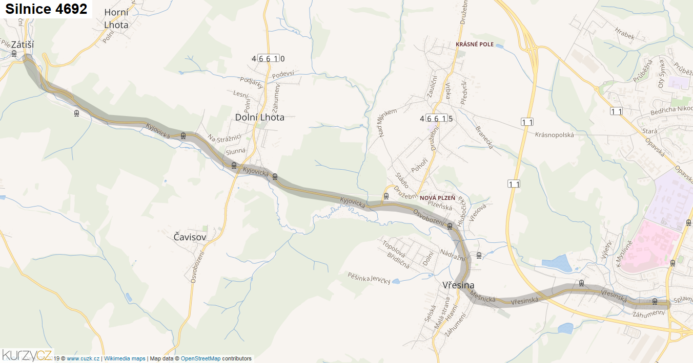 Silnice 4692 - mapa Silnice 4692
