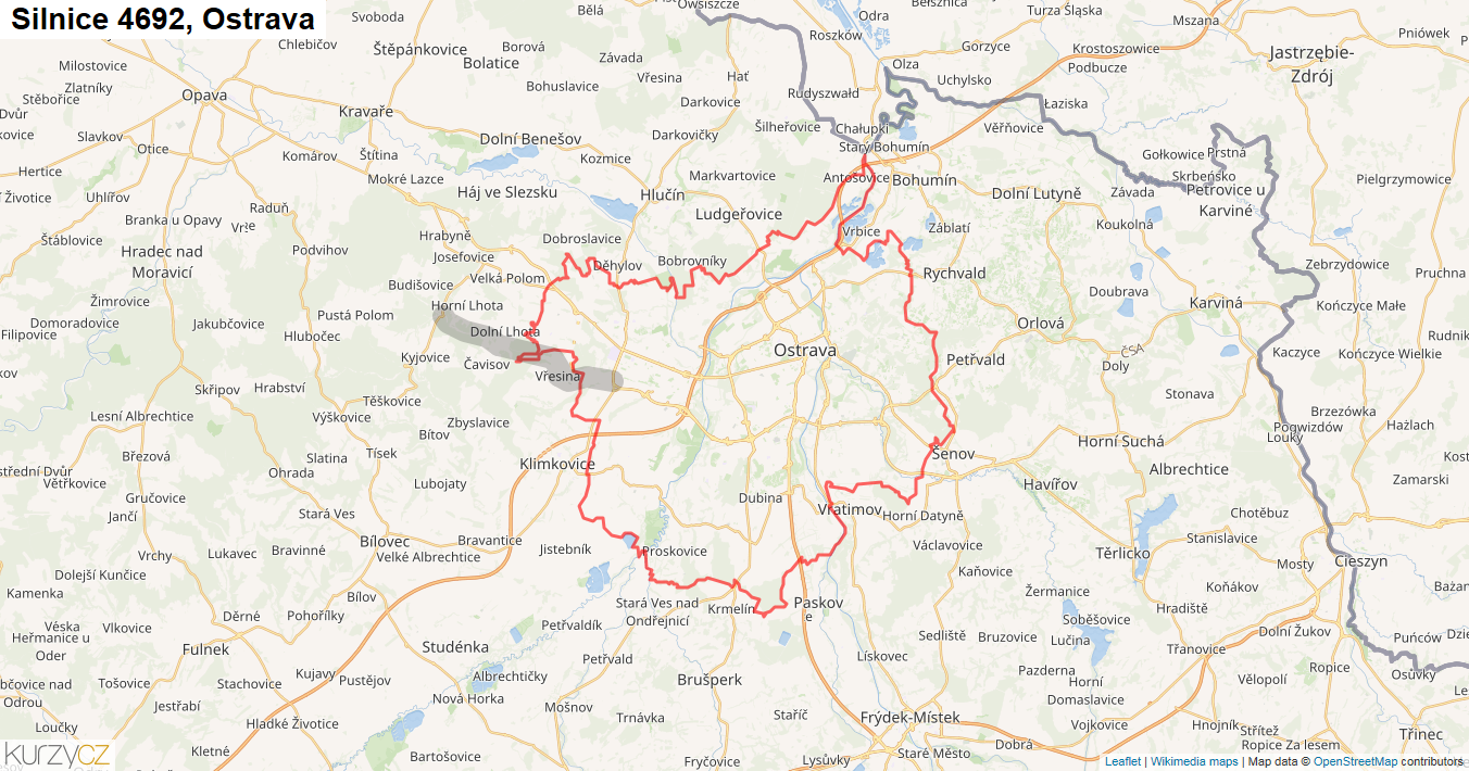 Ostrava, Silnice 4692 - Mapa