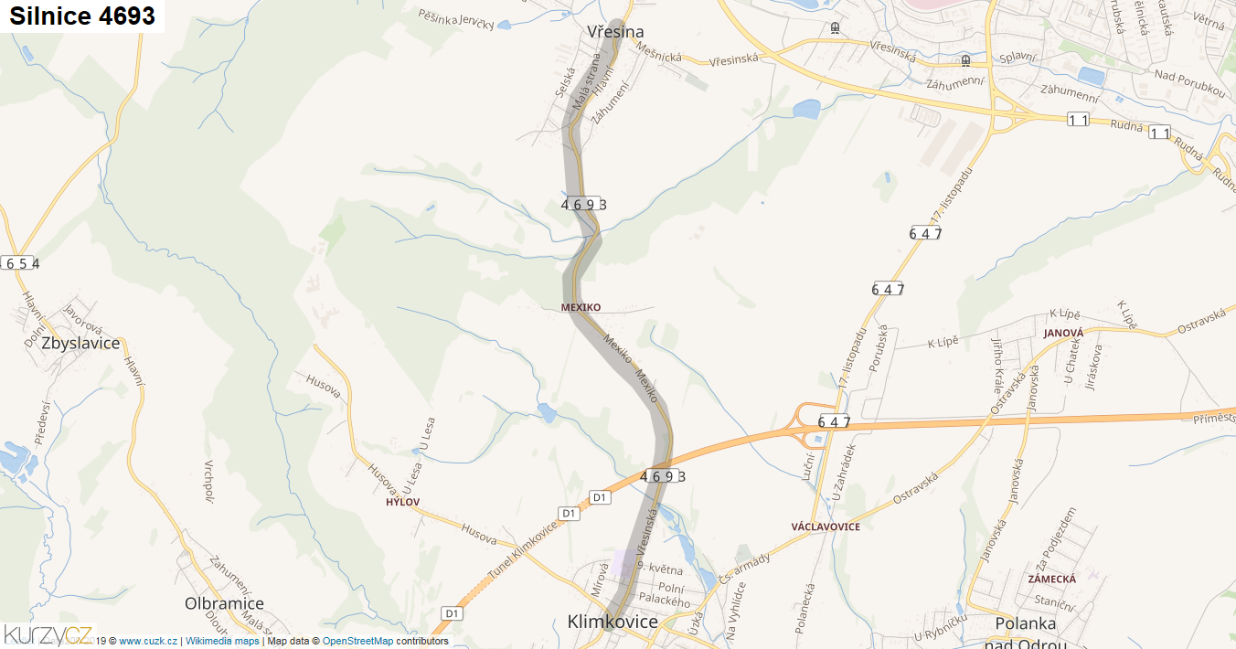 Silnice 4693 - mapa Silnice 4693
