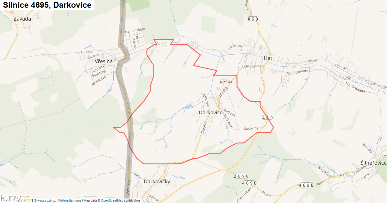 Darkovice, Silnice 4695 - Mapa