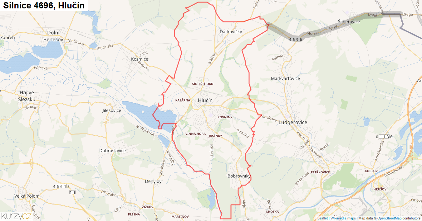Hlučín, Silnice 4696 - Mapa