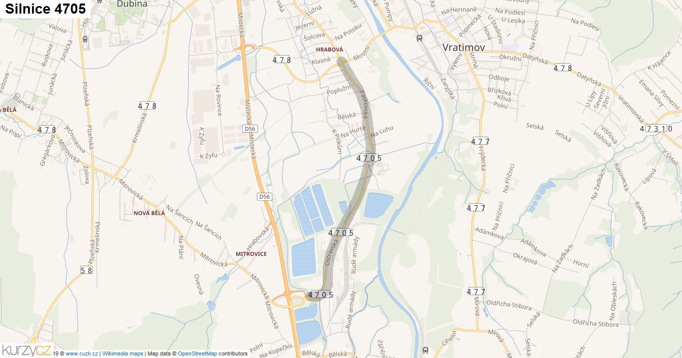 Silnice 4705 - mapa Silnice 4705