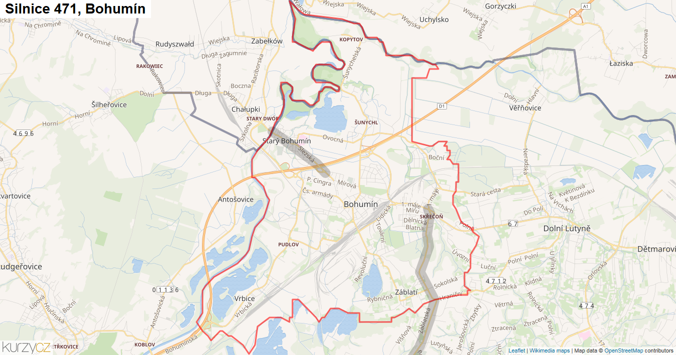 Bohumín, Silnice 471 - Mapa