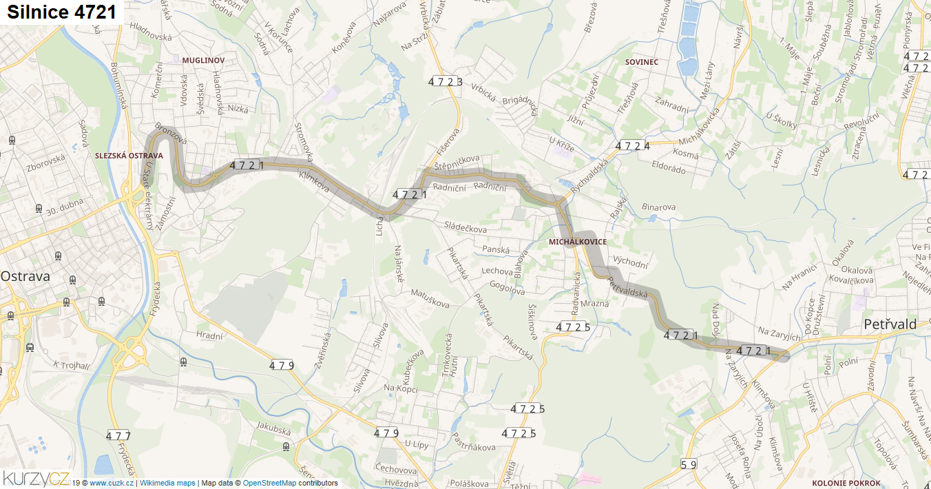 Silnice 4721 - mapa Silnice 4721