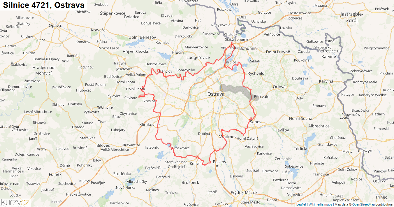 Ostrava, Silnice 4721 - Mapa