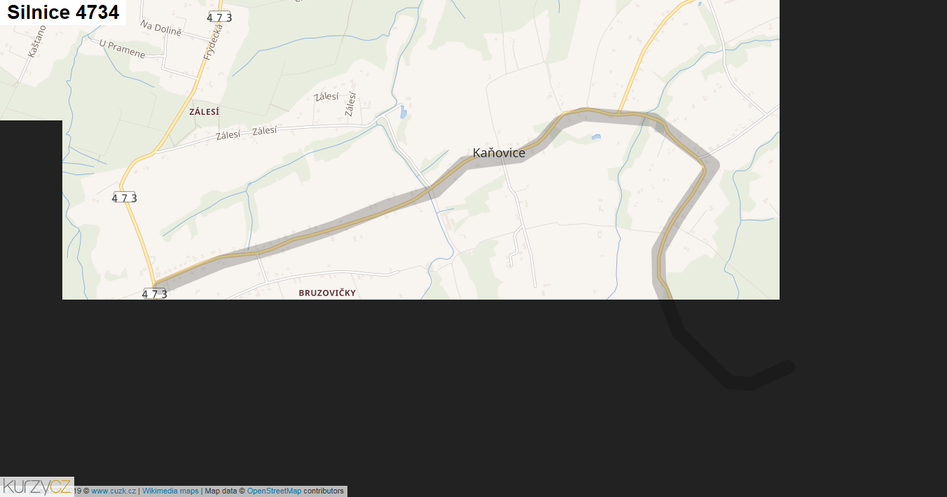 Silnice 4734 - mapa Silnice 4734