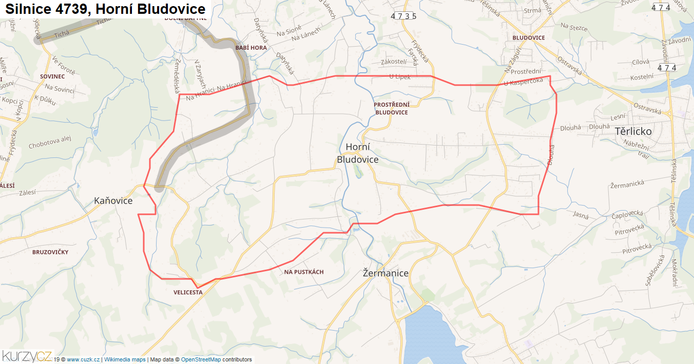 Horní Bludovice, Silnice 4739 - Mapa