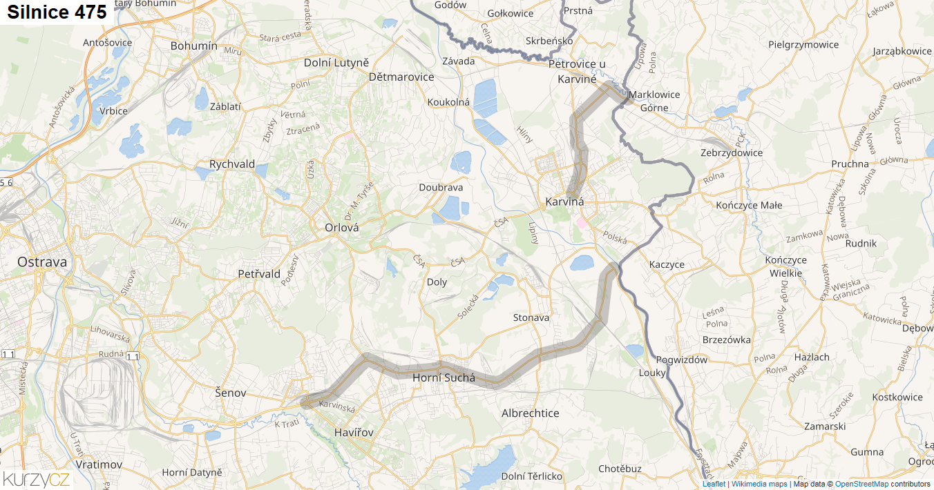 Silnice 475 - mapa Silnice 475
