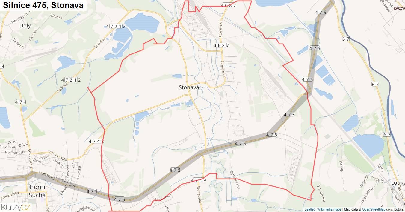 Stonava, Silnice 475 - Mapa