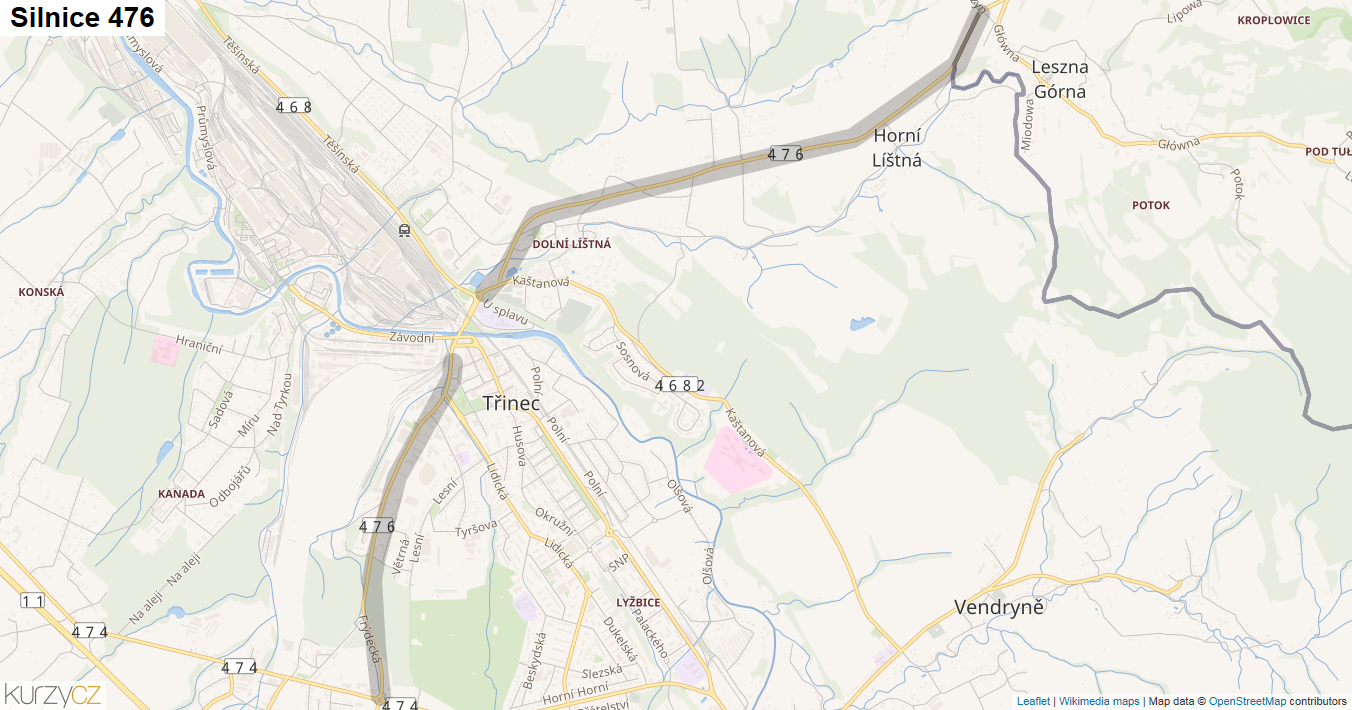 Silnice 476 - mapa Silnice 476