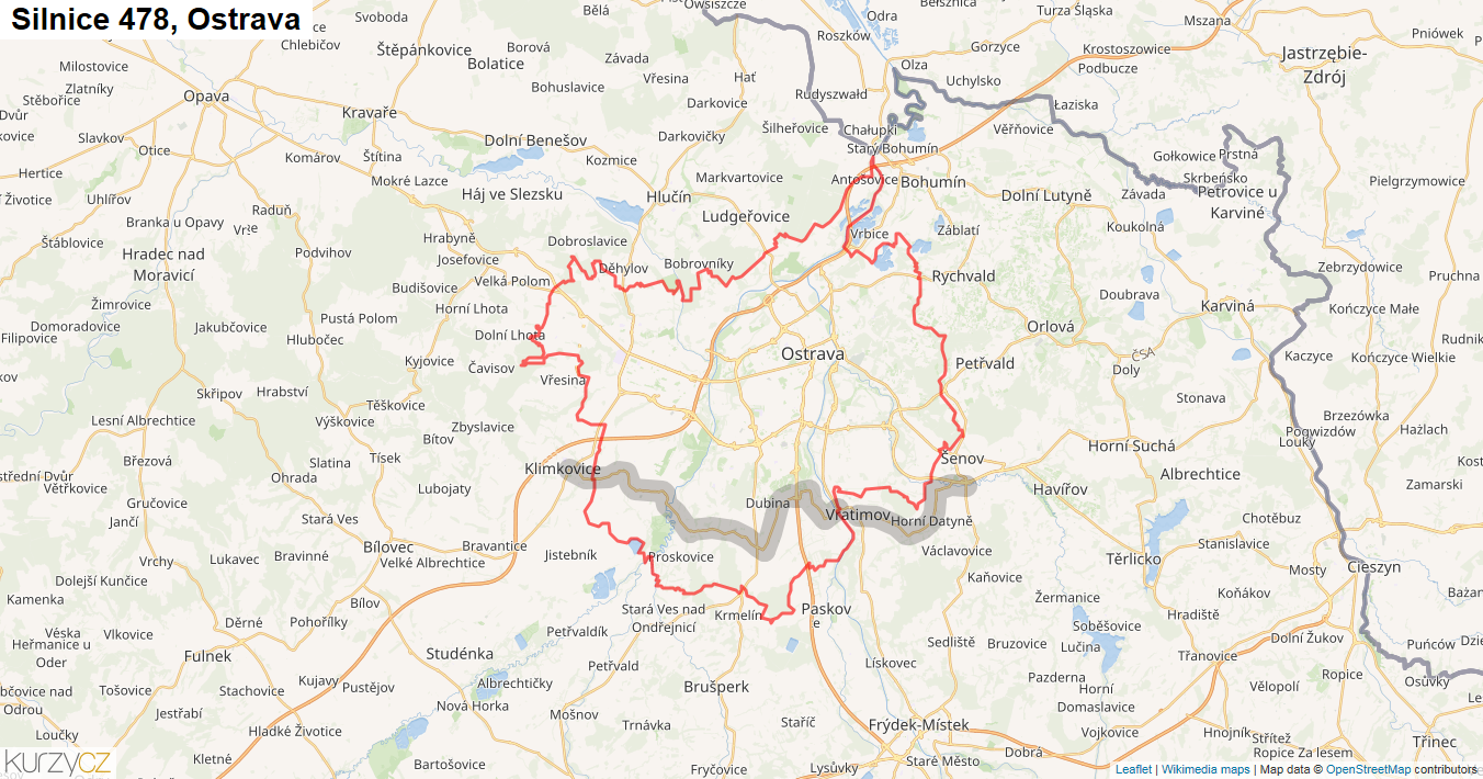 Ostrava, Silnice 478 - Mapa