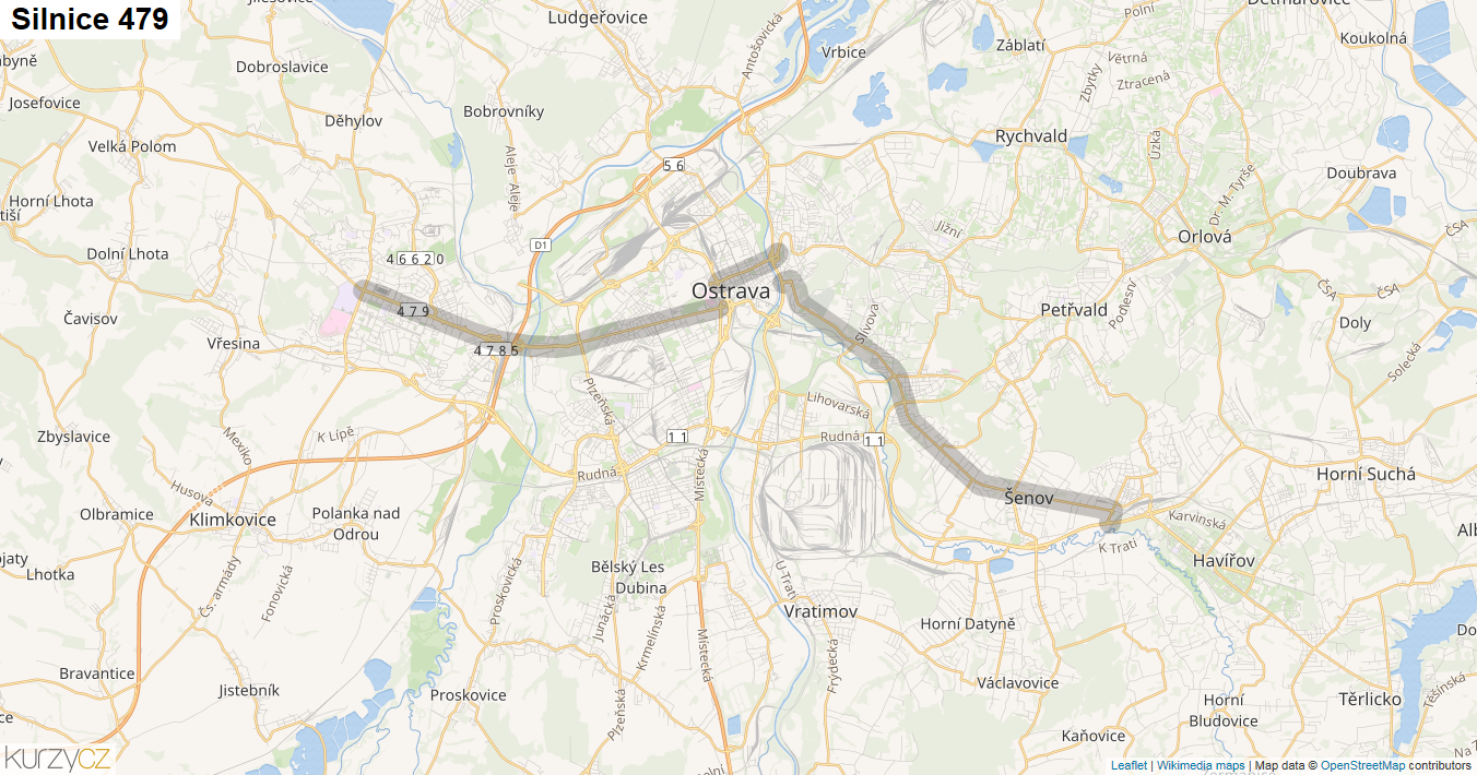 Silnice 479 - mapa Silnice 479