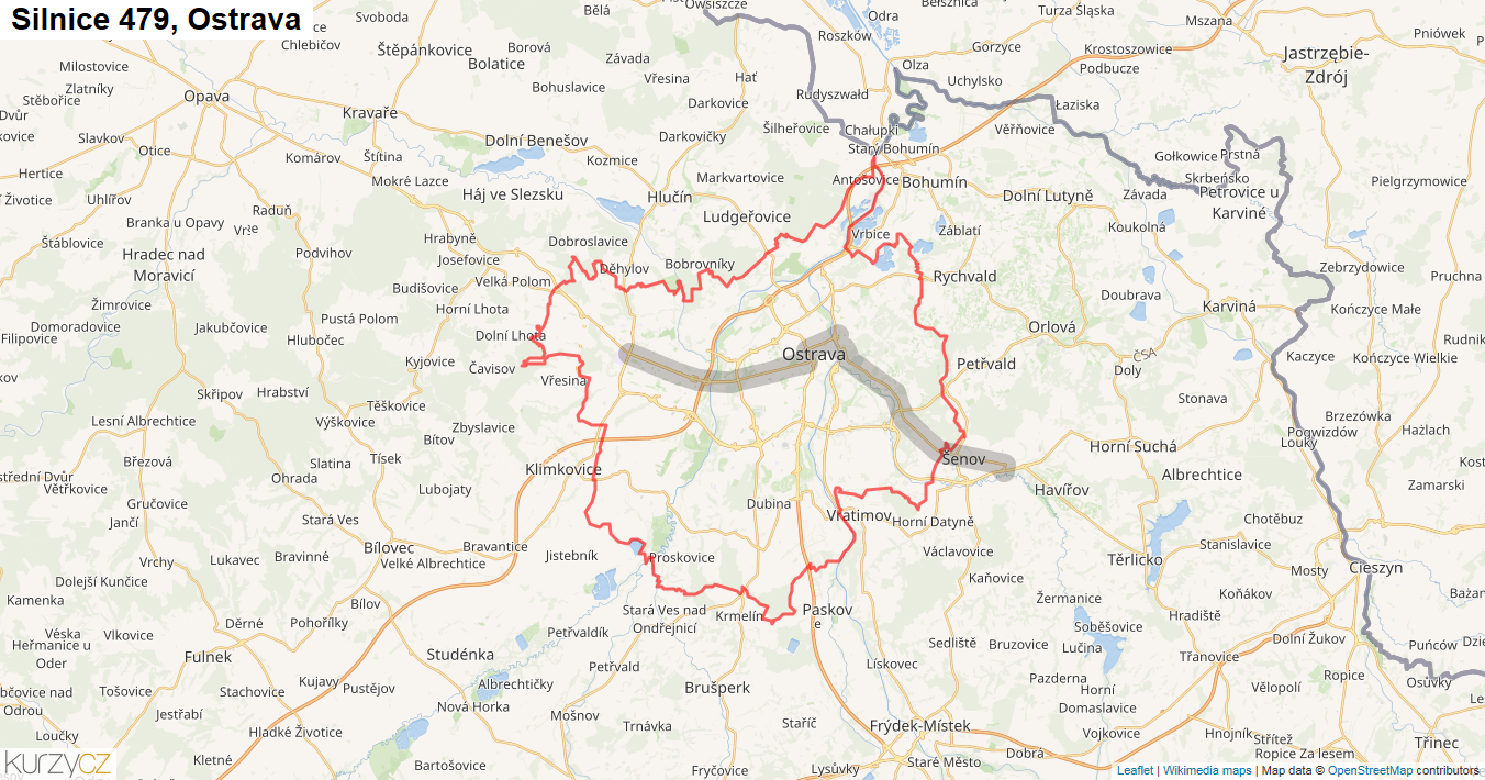 Ostrava, Silnice 479 - Mapa