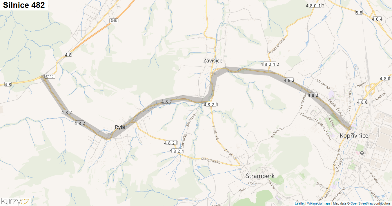 Silnice 482 - mapa Silnice 482