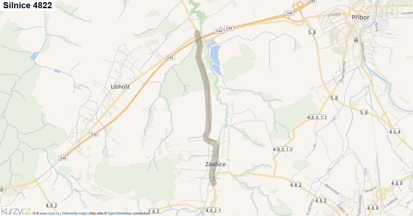 Silnice 4822 - mapa Silnice 4822