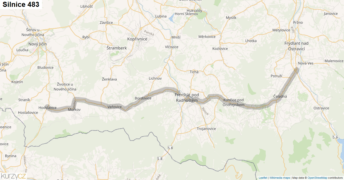 Silnice 483 - mapa Silnice 483