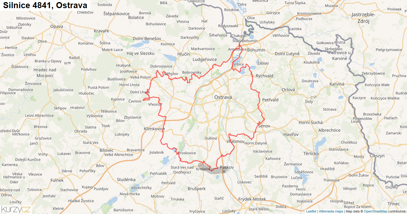 Ostrava, Silnice 4841 - Mapa