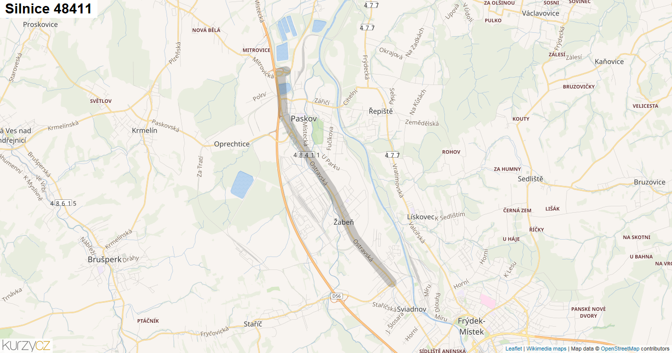 Silnice 48411 - mapa Silnice 48411