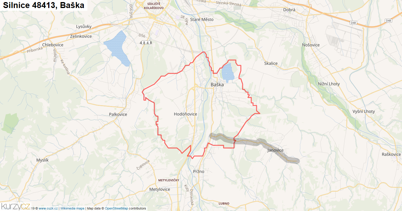 Baška, Silnice 48413 - Mapa