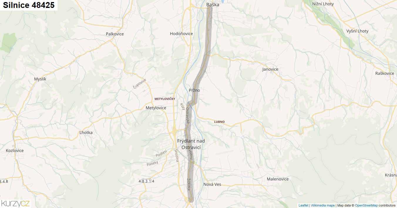 Silnice 48425 - mapa Silnice 48425