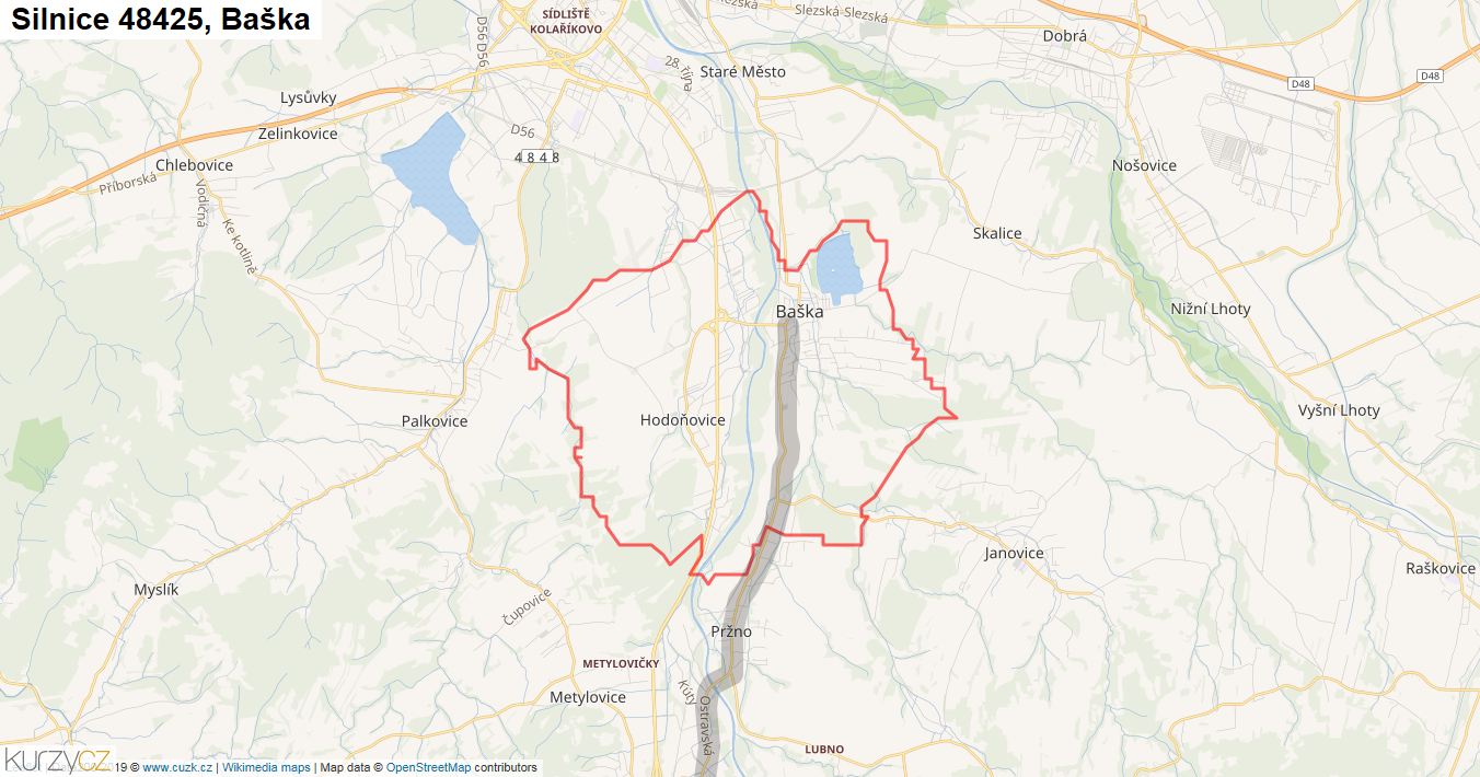 Baška, Silnice 48425 - Mapa