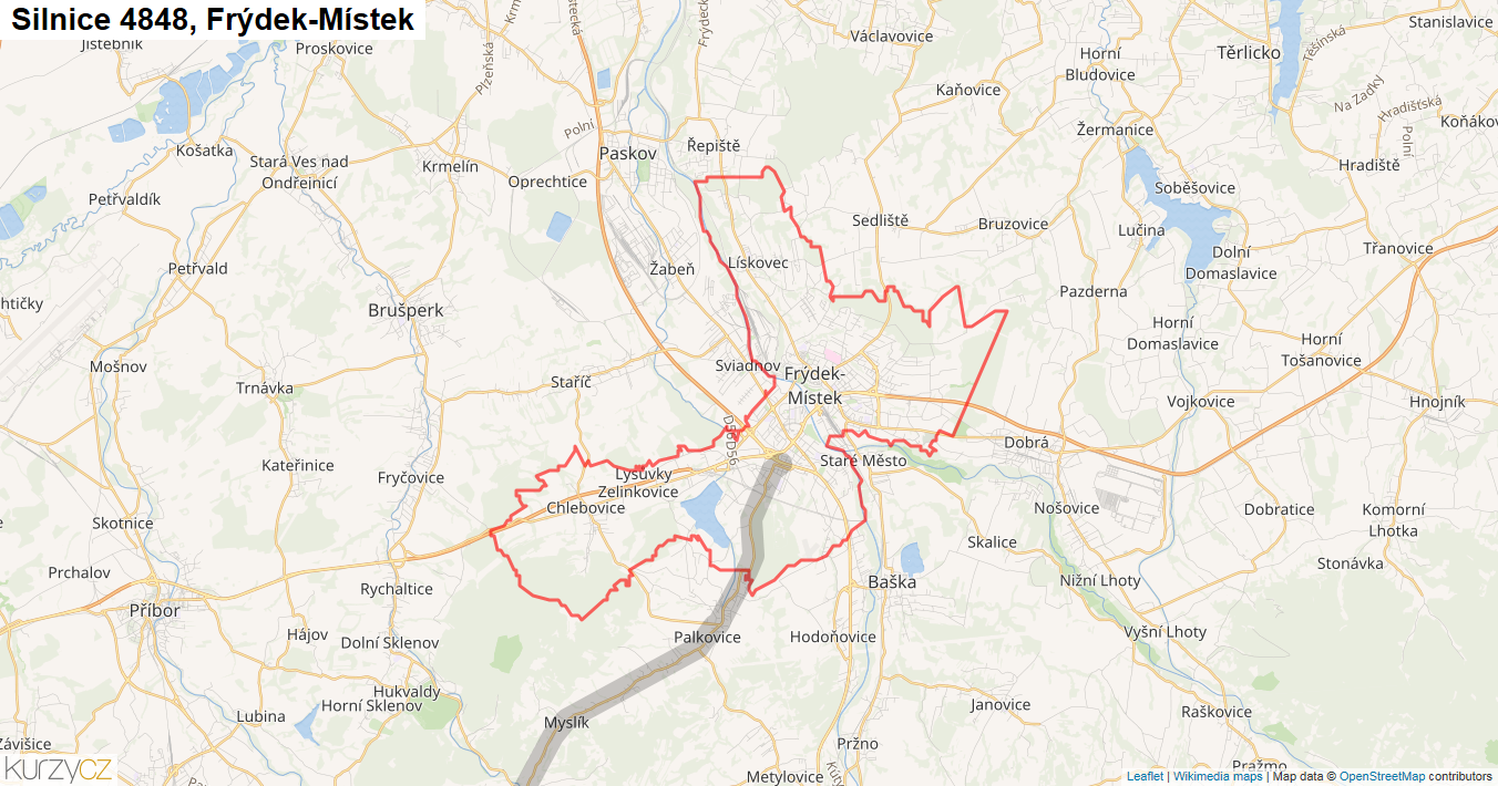 Frýdek-Místek, Silnice 4848 - Mapa