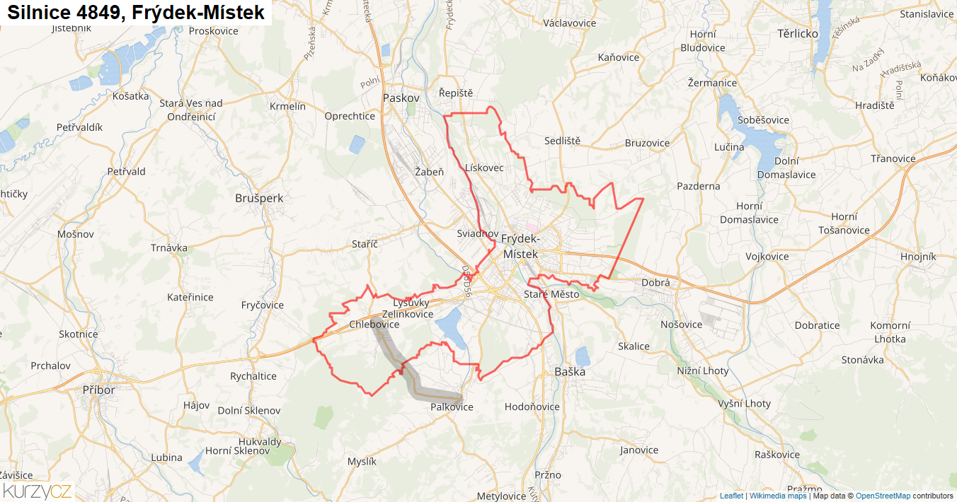 Frýdek-Místek, Silnice 4849 - Mapa