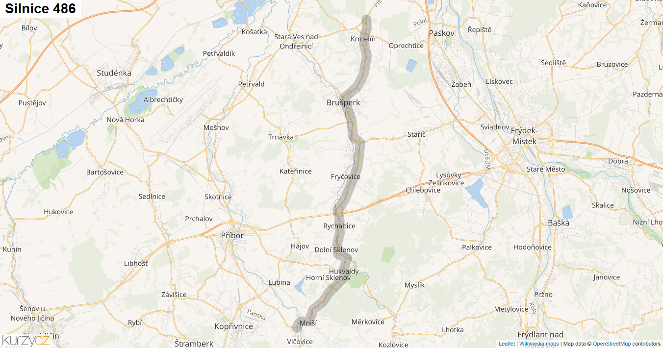 Silnice 486 - mapa Silnice 486