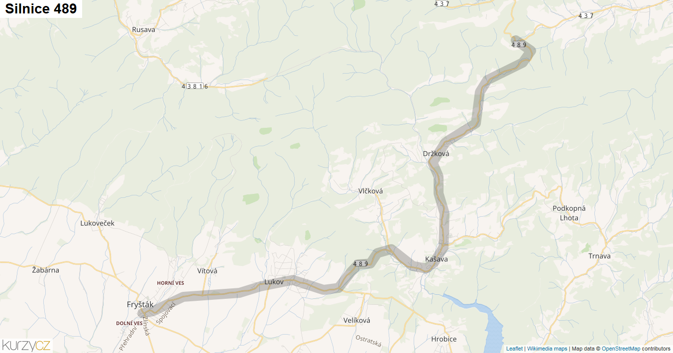 Silnice 489 - mapa Silnice 489