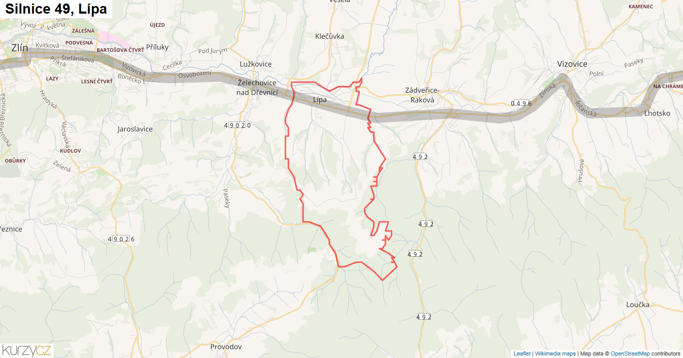 Lípa, Silnice 49 - Mapa