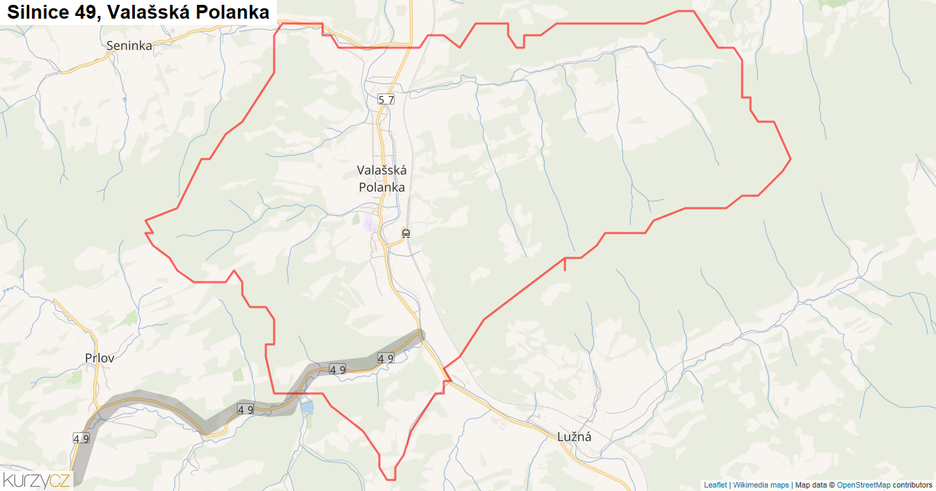 Valašská Polanka, Silnice 49 - Mapa