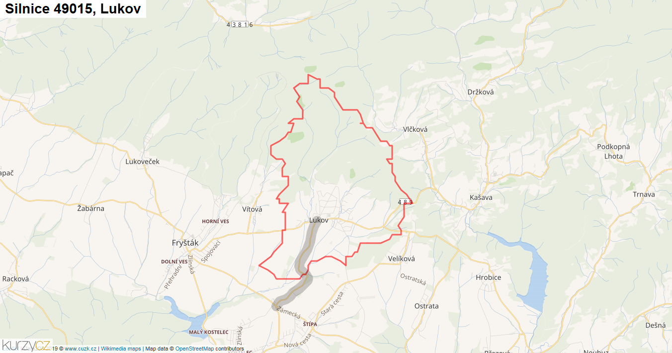 Lukov, Silnice 49015 - Mapa