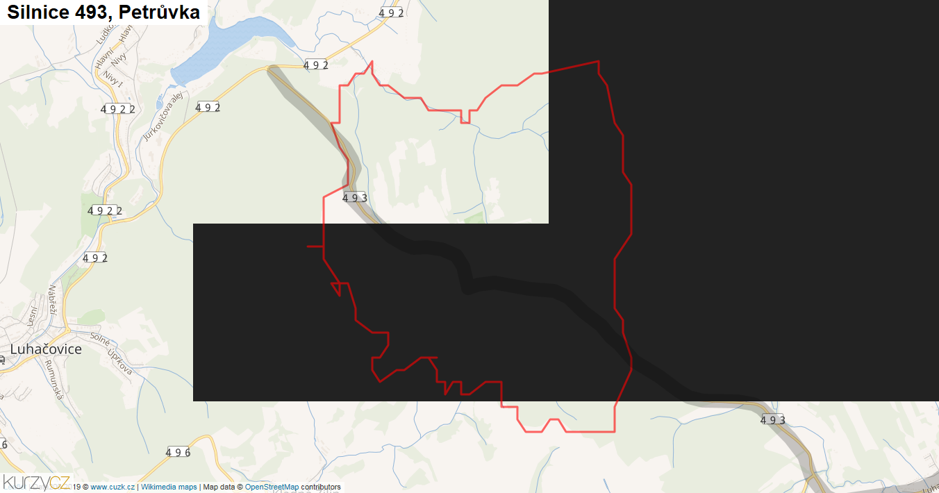 Petrůvka, Silnice 493 - Mapa