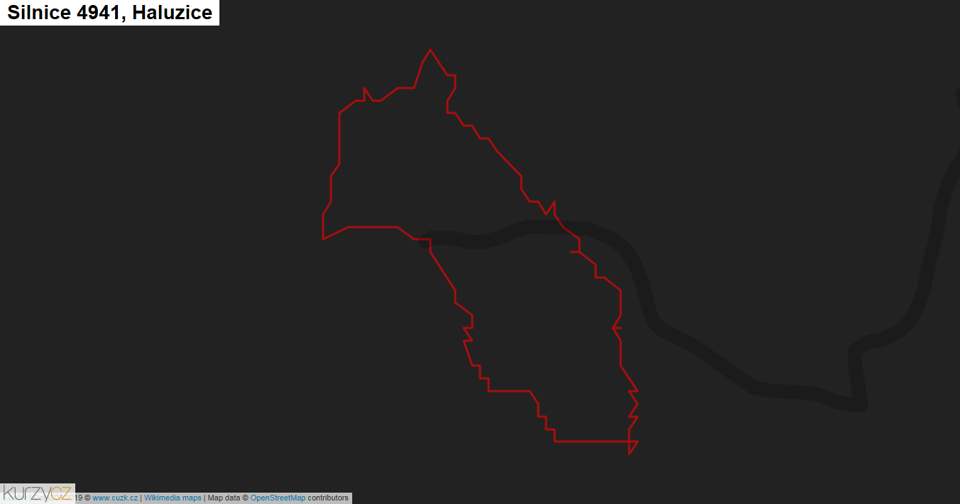 Haluzice, Silnice 4941 - Mapa