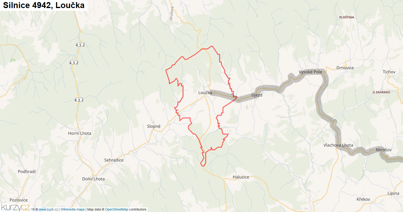 Loučka, Silnice 4942 - Mapa
