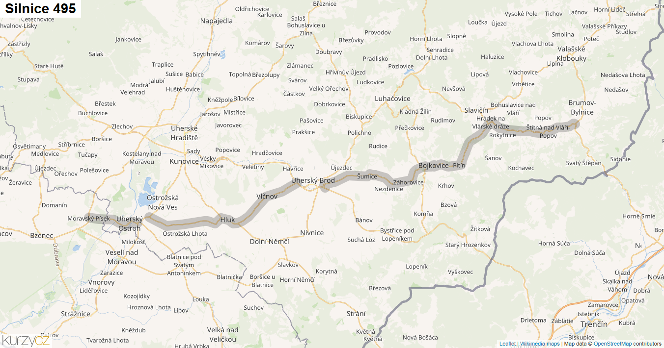 Silnice 495 - mapa Silnice 495